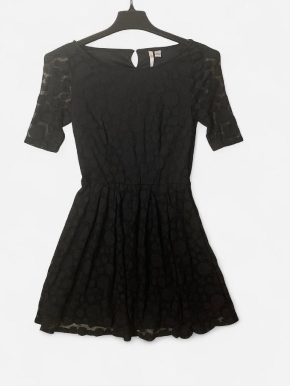 LC Lauren Conrad Black Polka Dot Fit-&-Flare Mini Dress